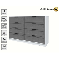 Kомод Тренд КТ-К157 (Белый платинум ЛДСП/ Дуб серый ЛМДФ) Ш1565 В1020 Г451